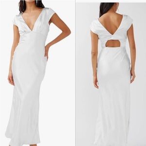 Satin style white midi dress, medium